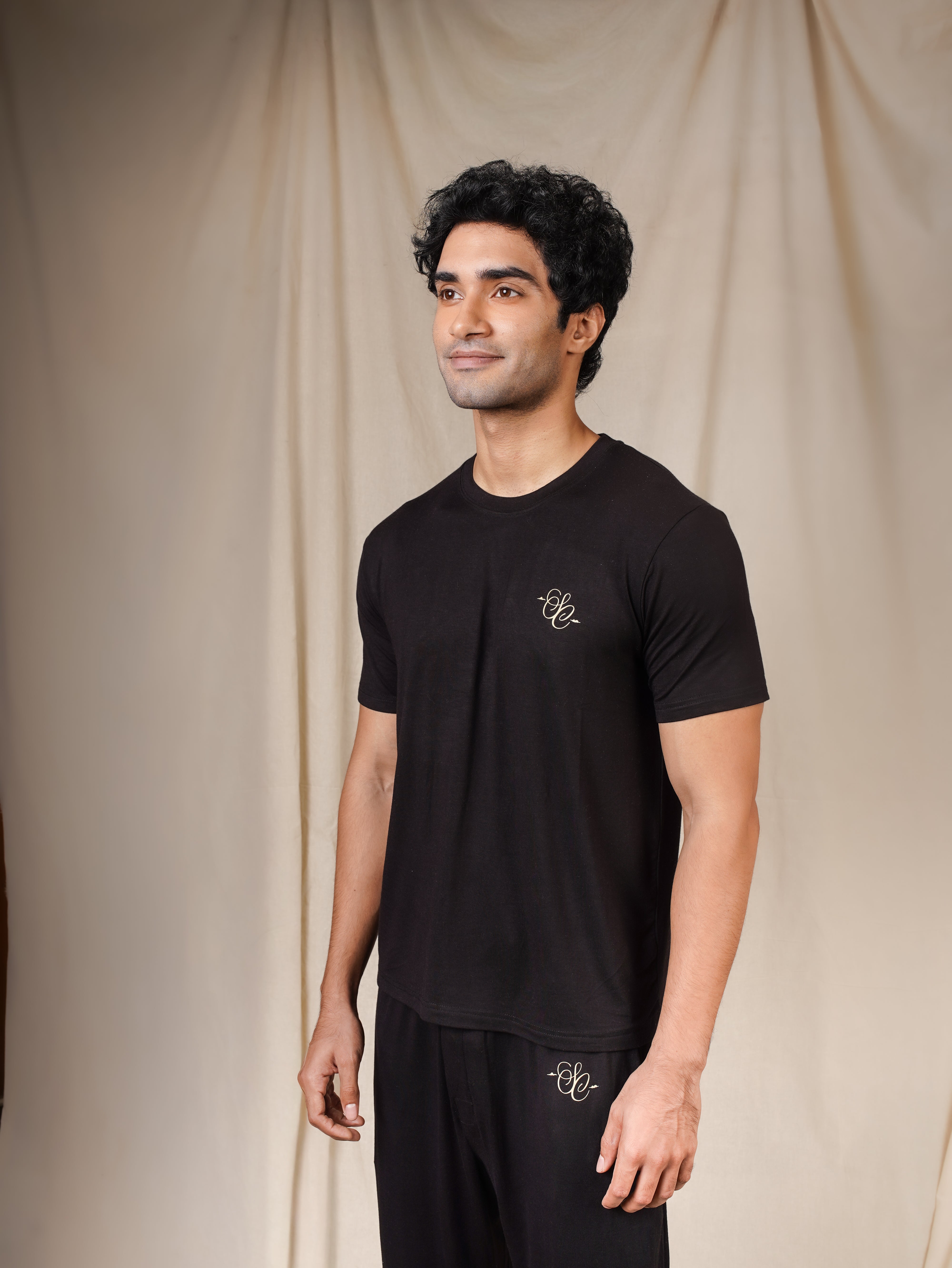 Men’s TENCEL™ Modal T Shirt & Pyjama Sleepwear Set - Midnight Drift