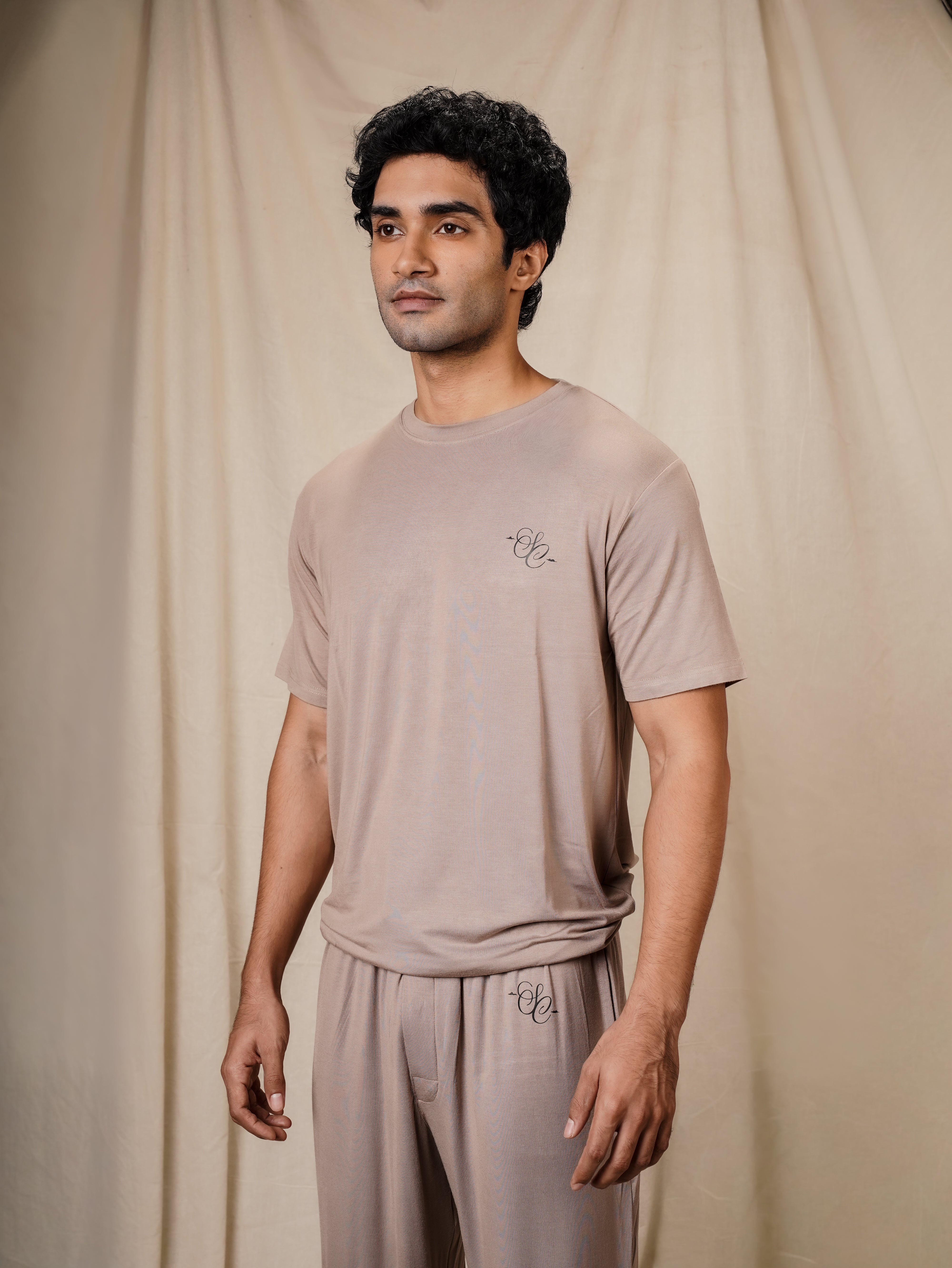 Men’s TENCEL™ Modal T Shirt & Pyjama Sleepwear Set - Quiet Dawn