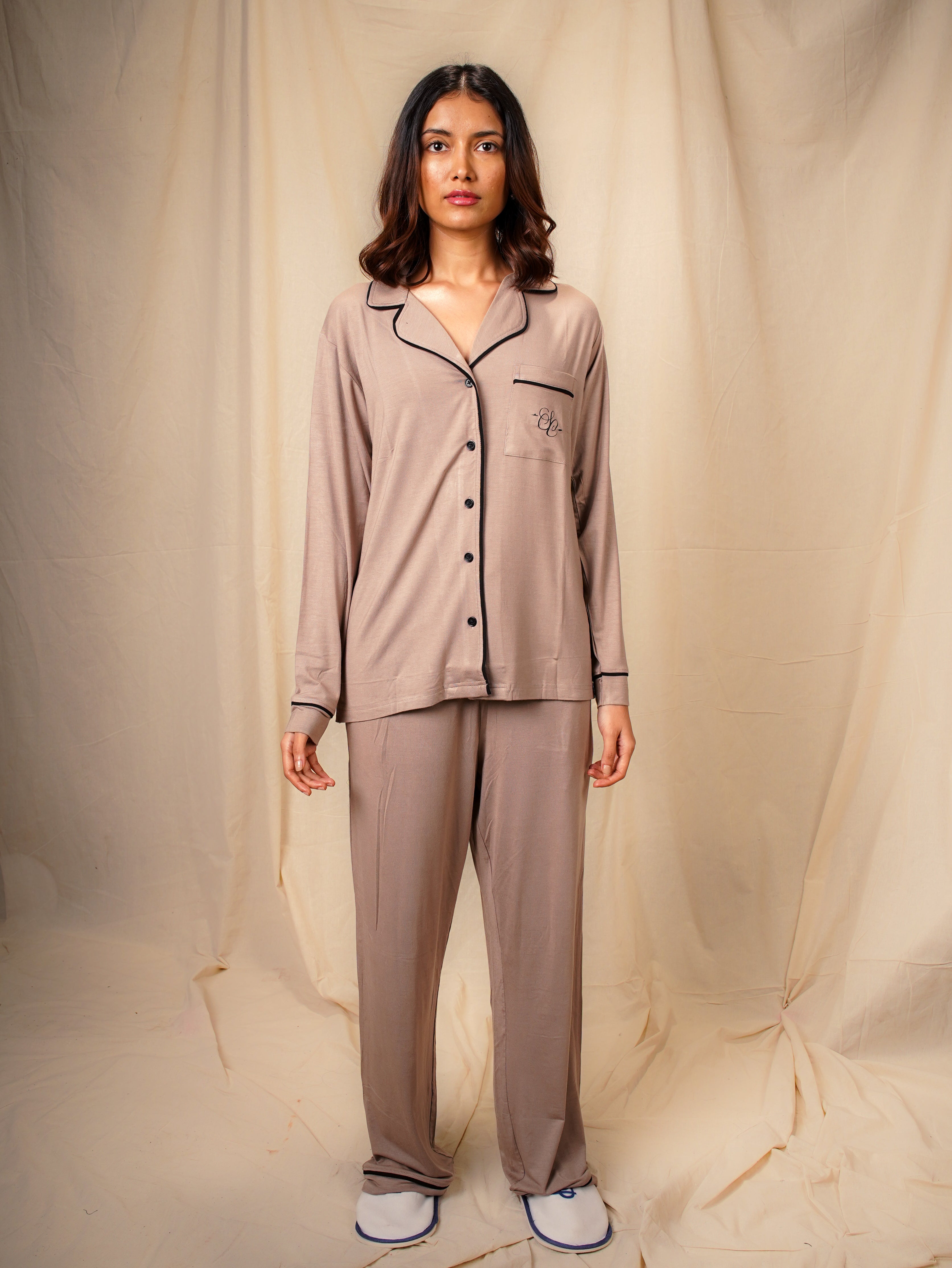 Women’s TENCEL™ Modal Long Sleeve & Pyjama Sleepwear Set - Quiet Dawn
