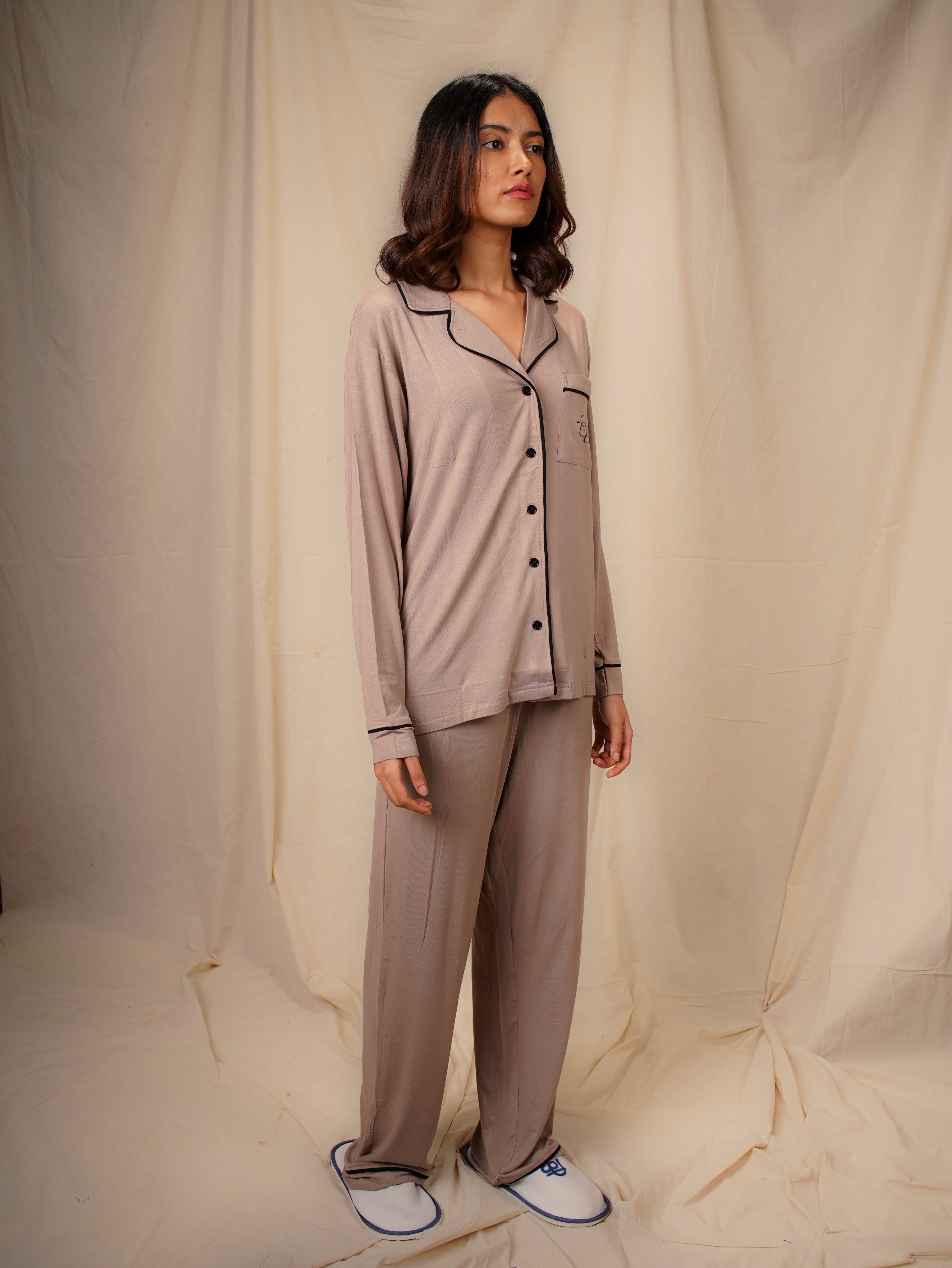 Women’s TENCEL™ Modal Long Sleeve & Pyjama Sleepwear Set - Quiet Dawn