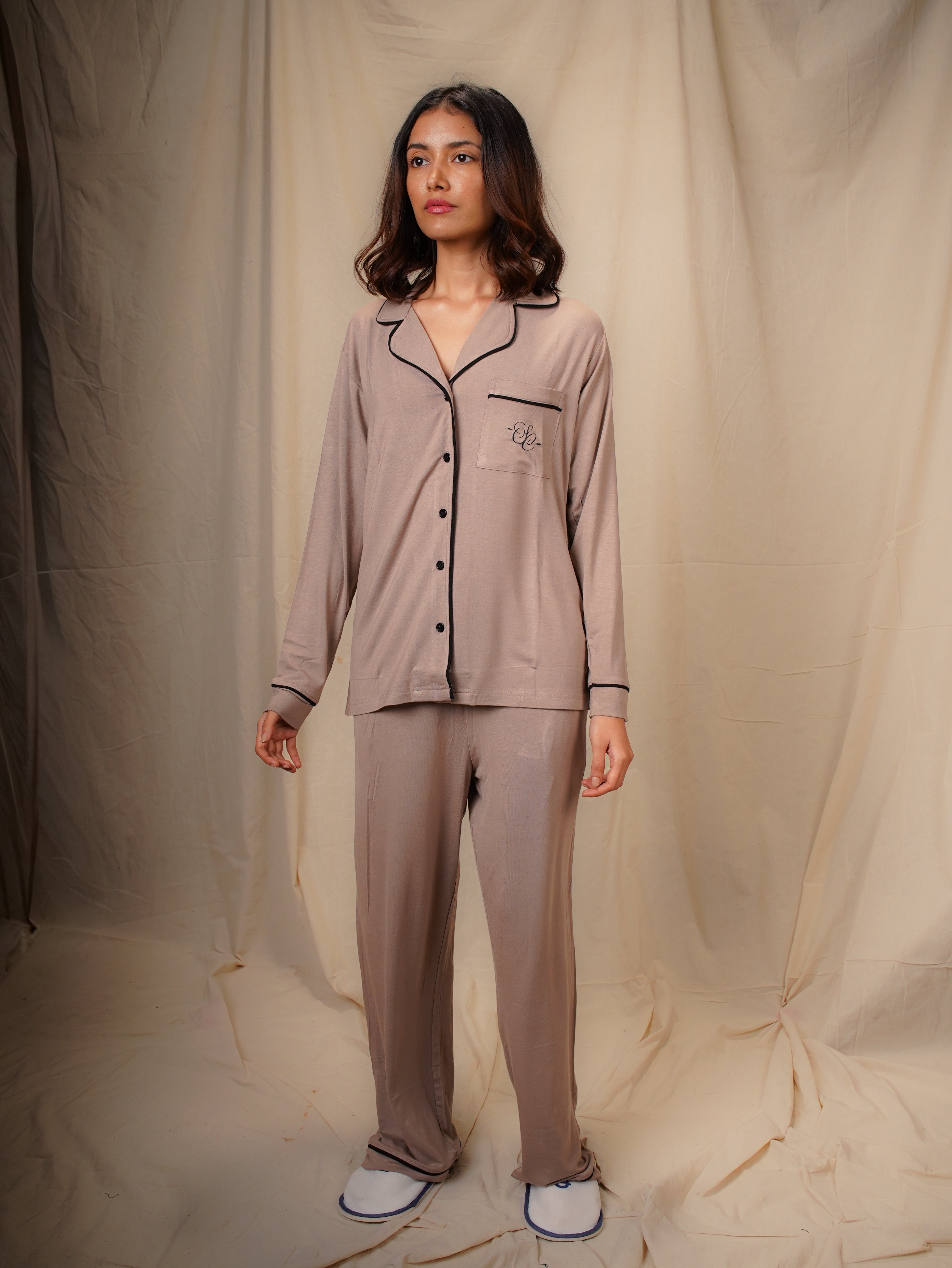 Women’s TENCEL™ Modal Long Sleeve & Pyjama Sleepwear Set - Quiet Dawn