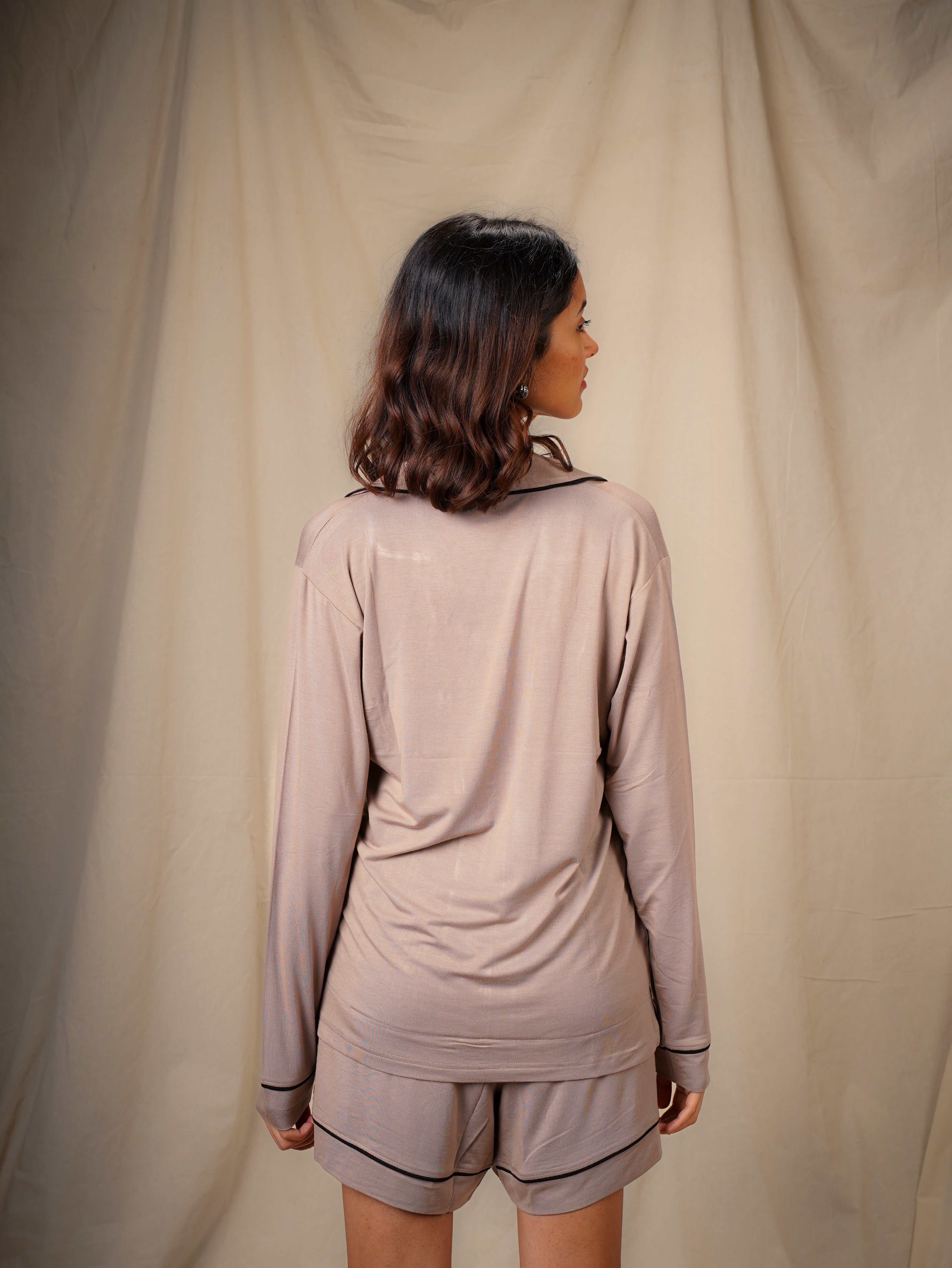 Women’s TENCEL™ Modal Long Sleeve & Shorts Sleepwear Set - Quiet Dawn