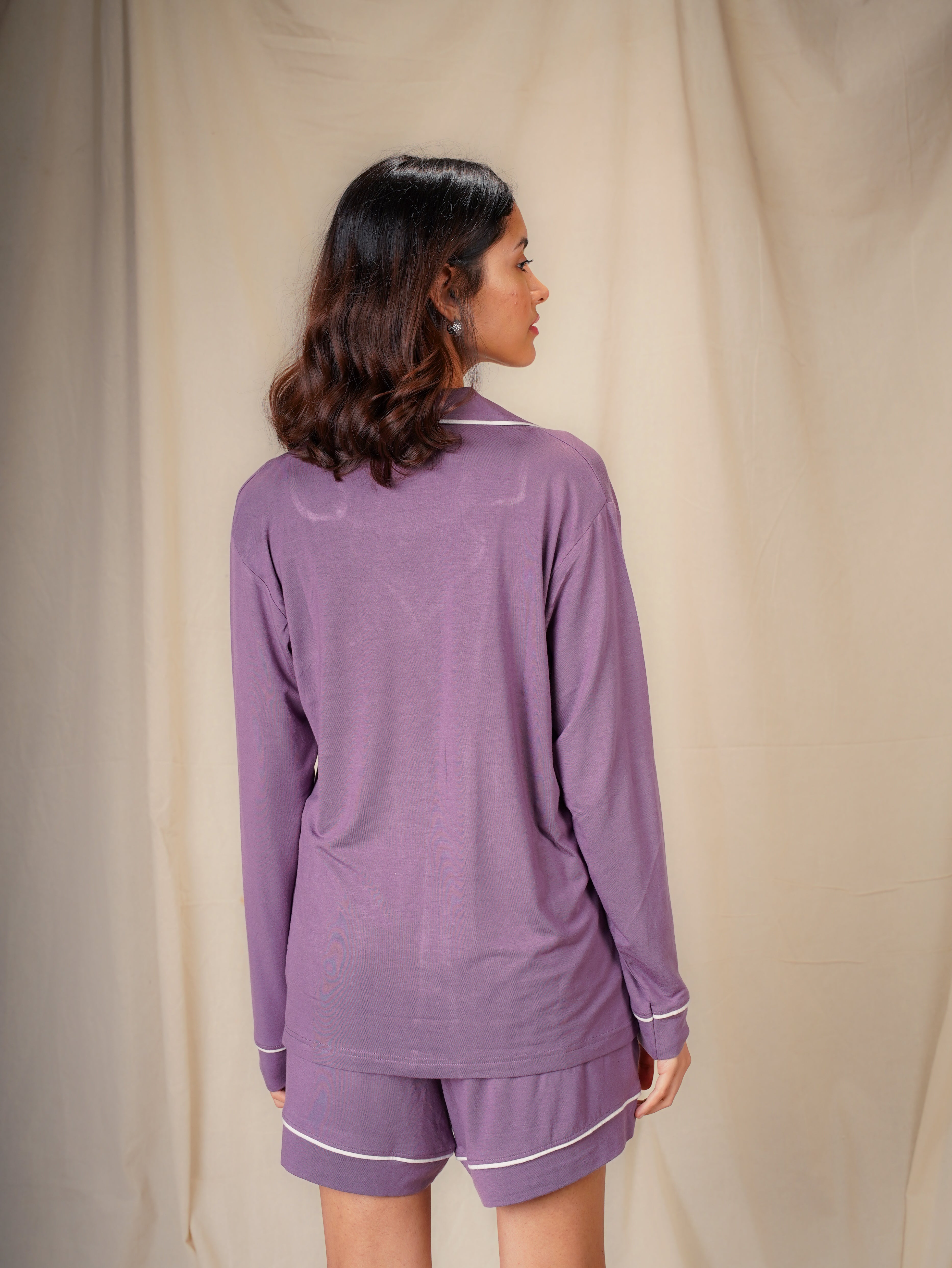 Women’s TENCEL™ Modal Long Sleeve & Shorts Sleepwear Set - Evening Muse