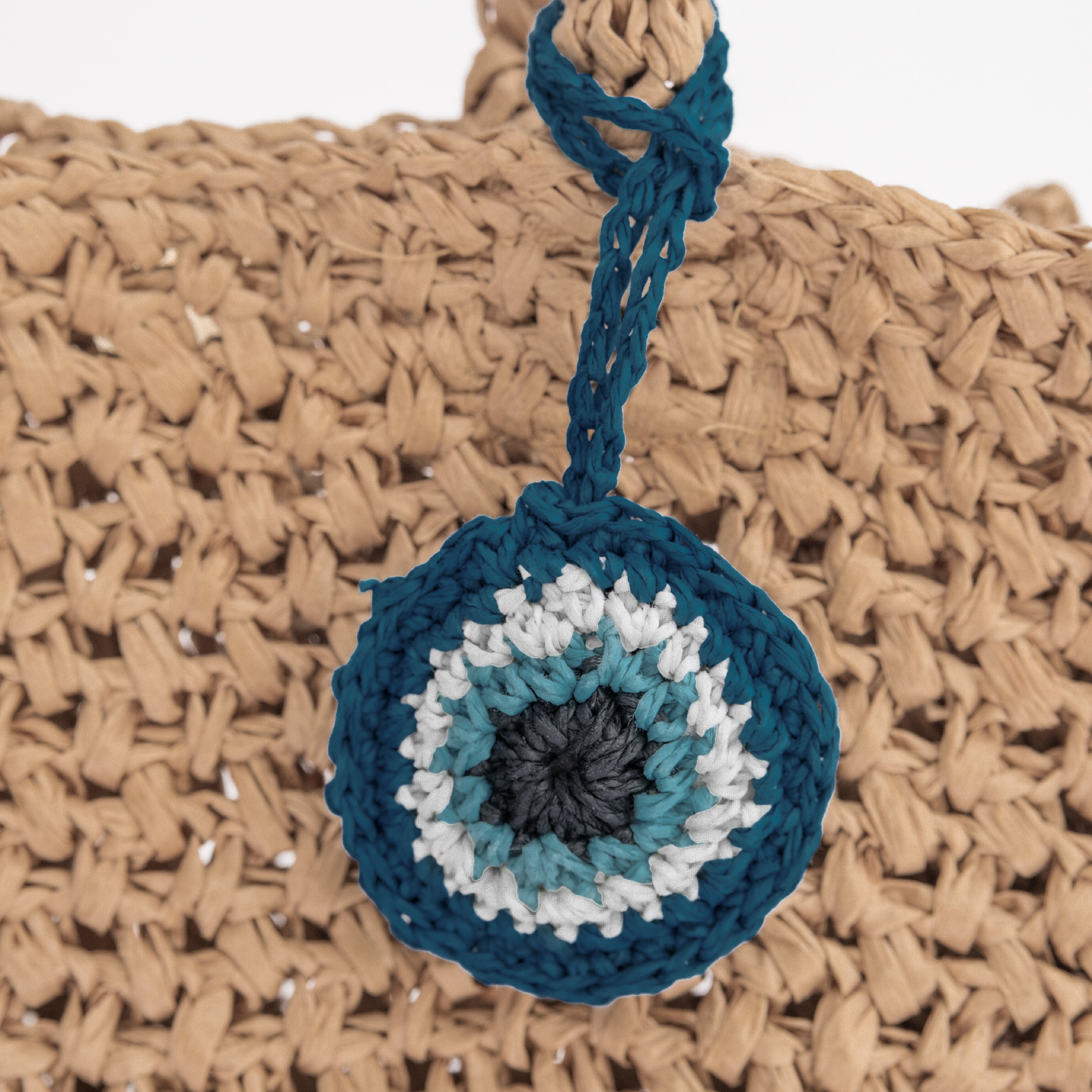 Raffia Keychain - Evil Eye