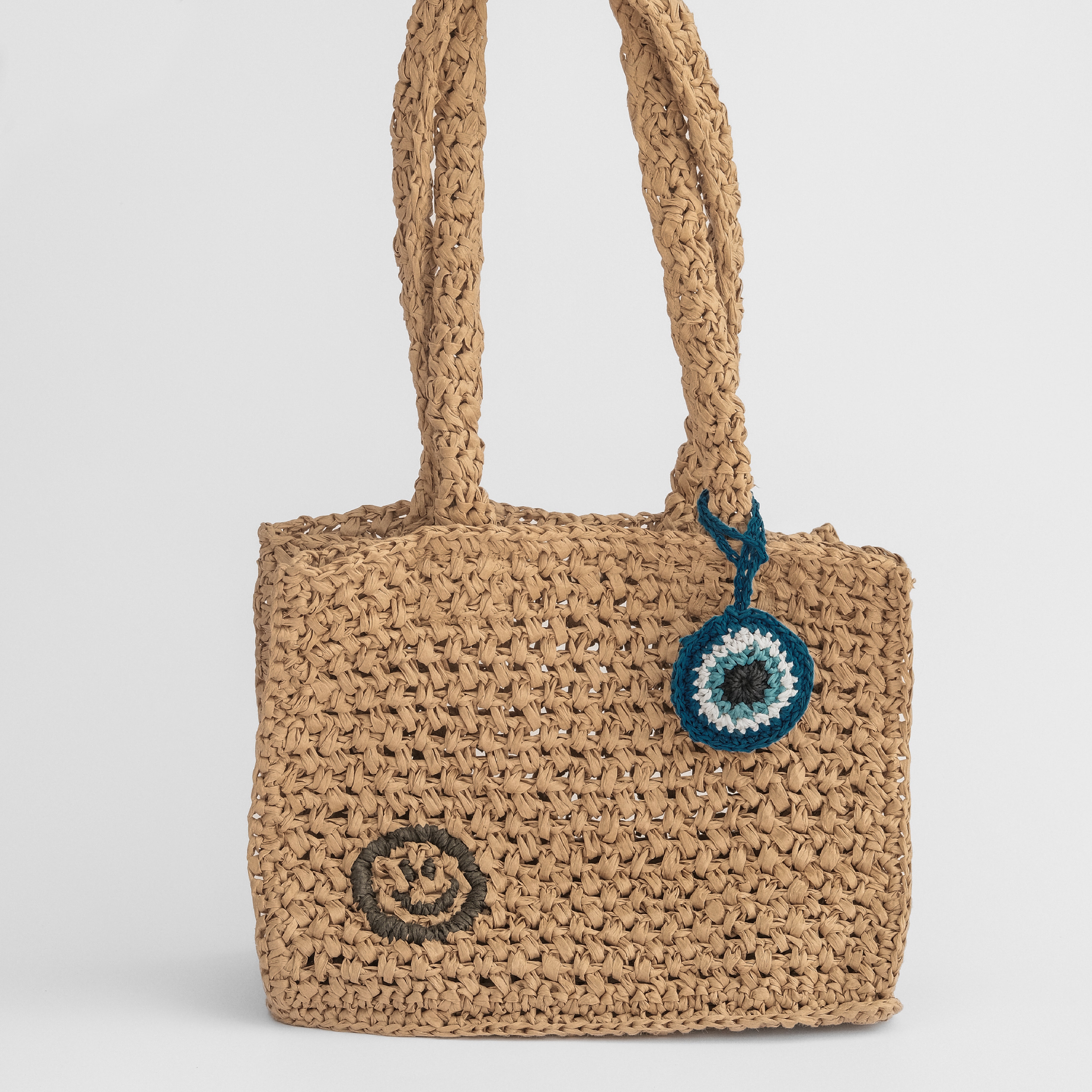 Raffia Keychain - Evil Eye