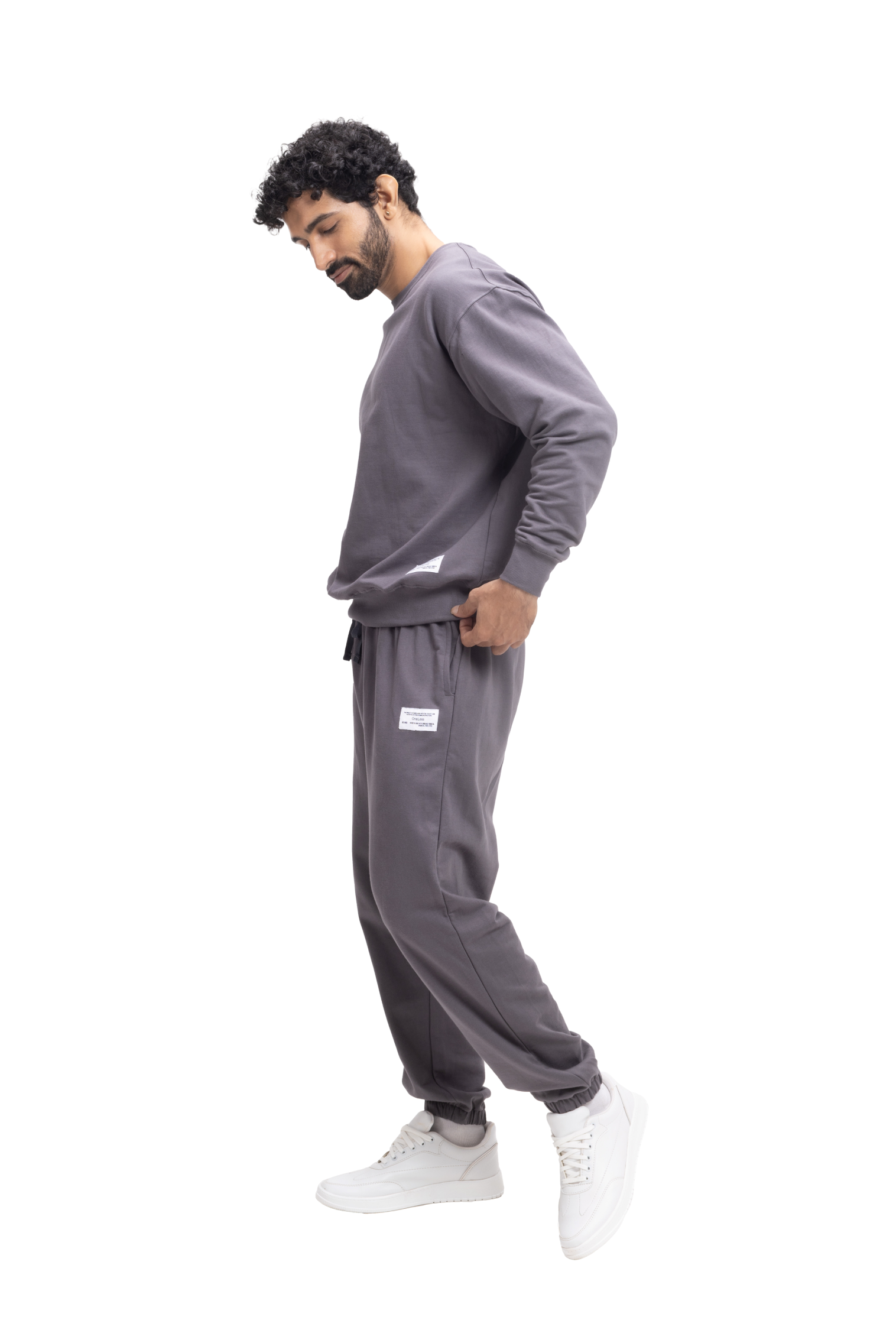 Organic Cotton Cuffed Sweatpants - STONE