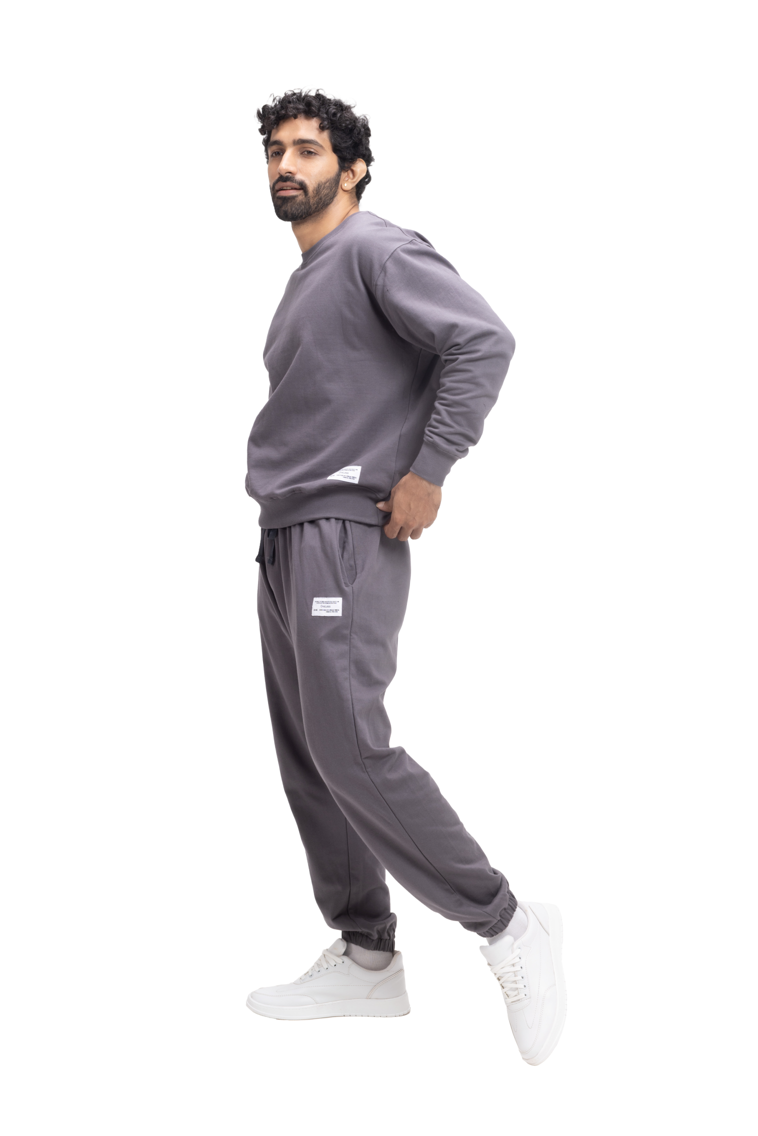 Organic Cotton Cuffed Sweatpants - STONE