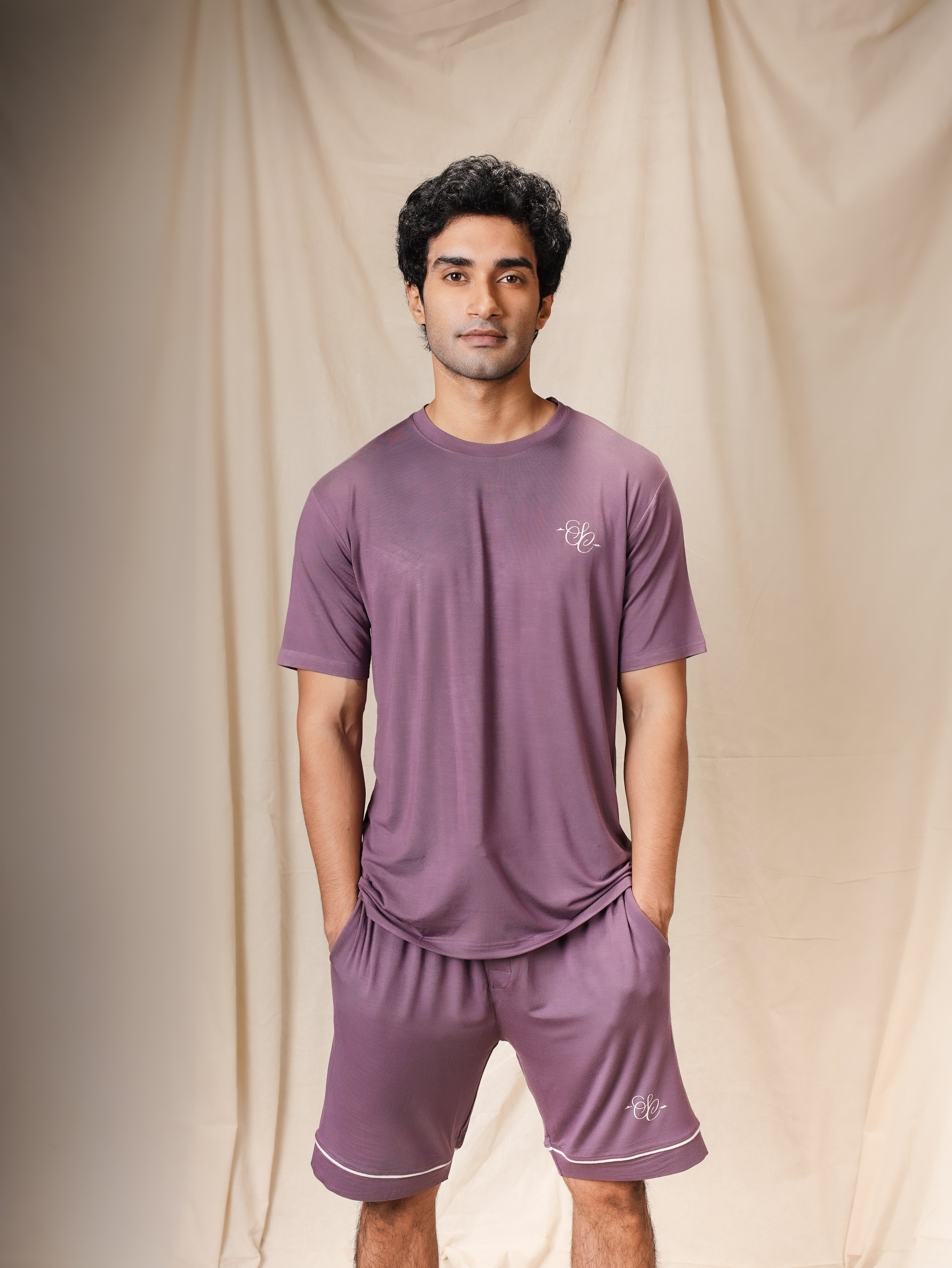 Men’s TENCEL™ Modal T Shirt & Shorts Sleepwear Set - Evening Muse