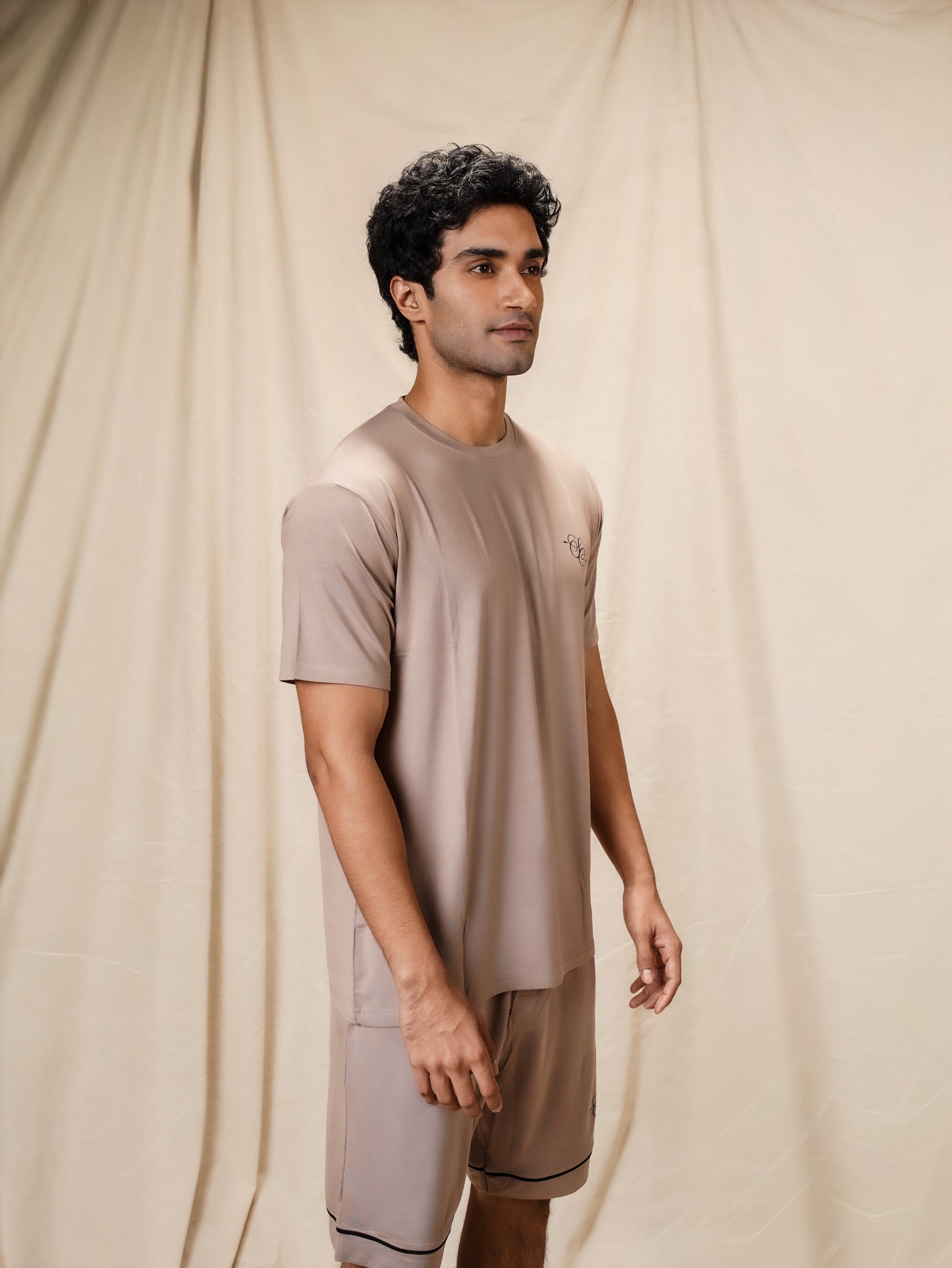 Men’s TENCEL™ Modal T Shirt & Shorts Sleepwear Set - Quiet Dawn