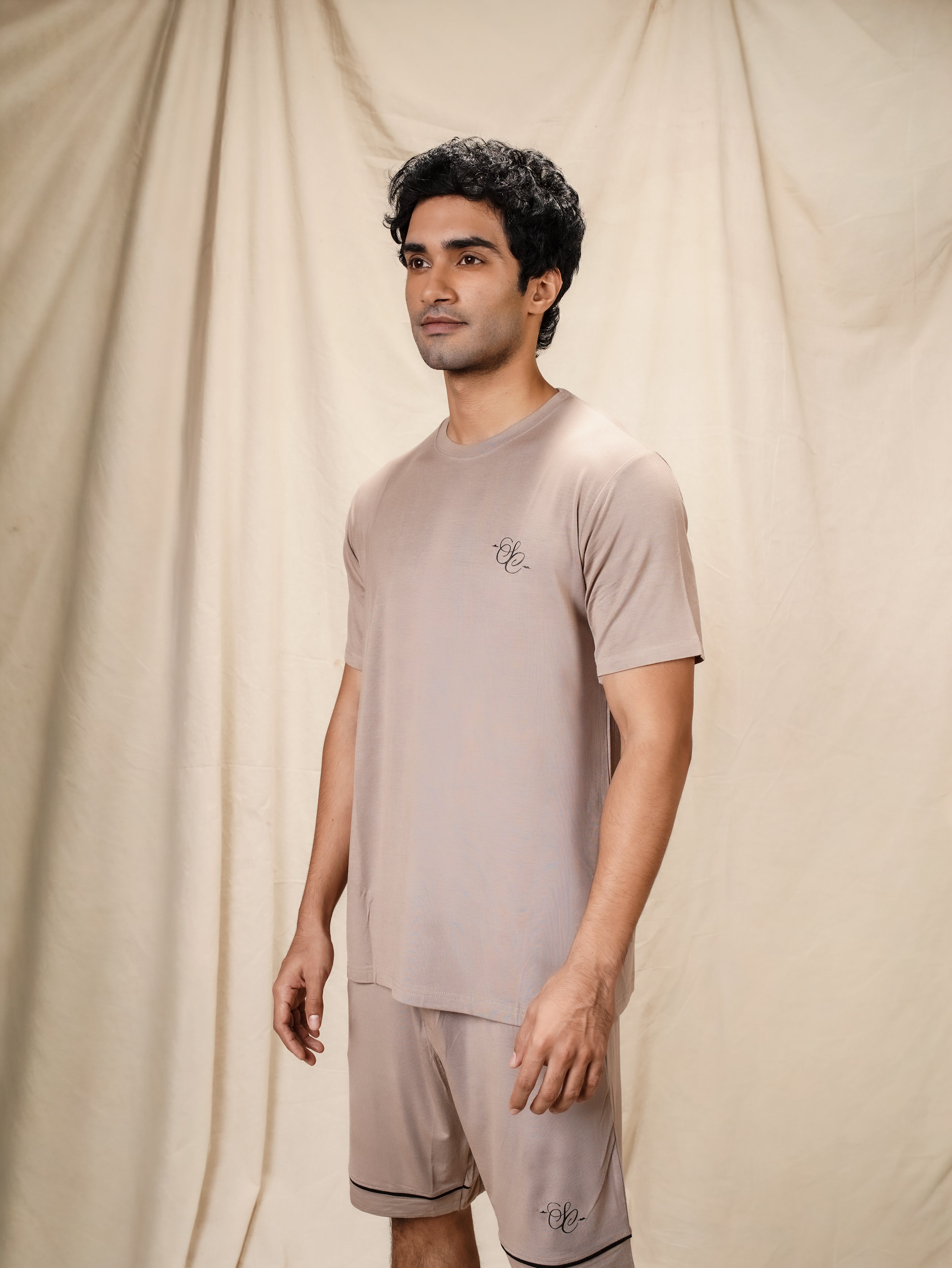 Men’s TENCEL™ Modal T Shirt & Shorts Sleepwear Set - Quiet Dawn