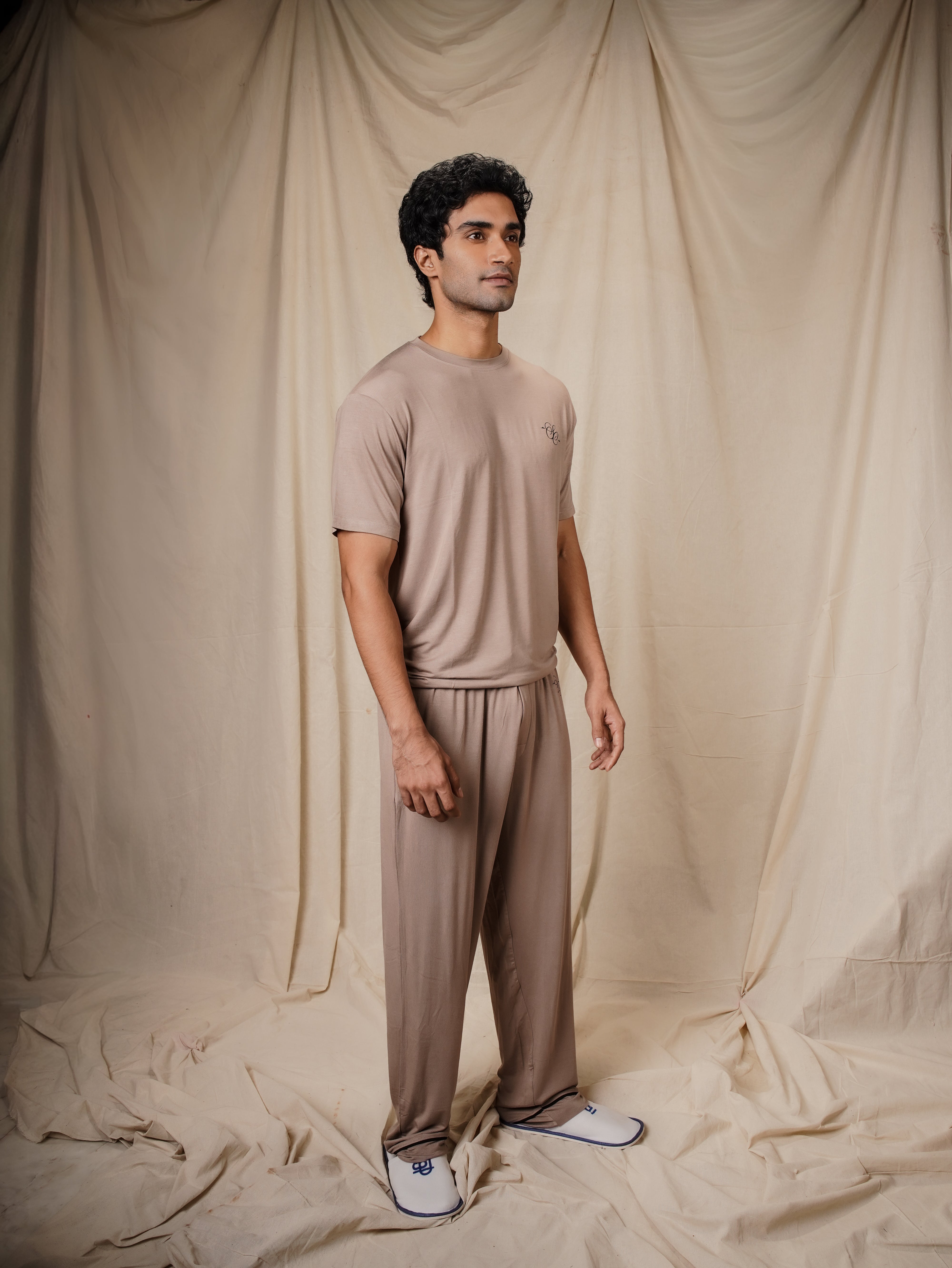 Men’s TENCEL™ Modal T Shirt & Pyjama Sleepwear Set - Quiet Dawn