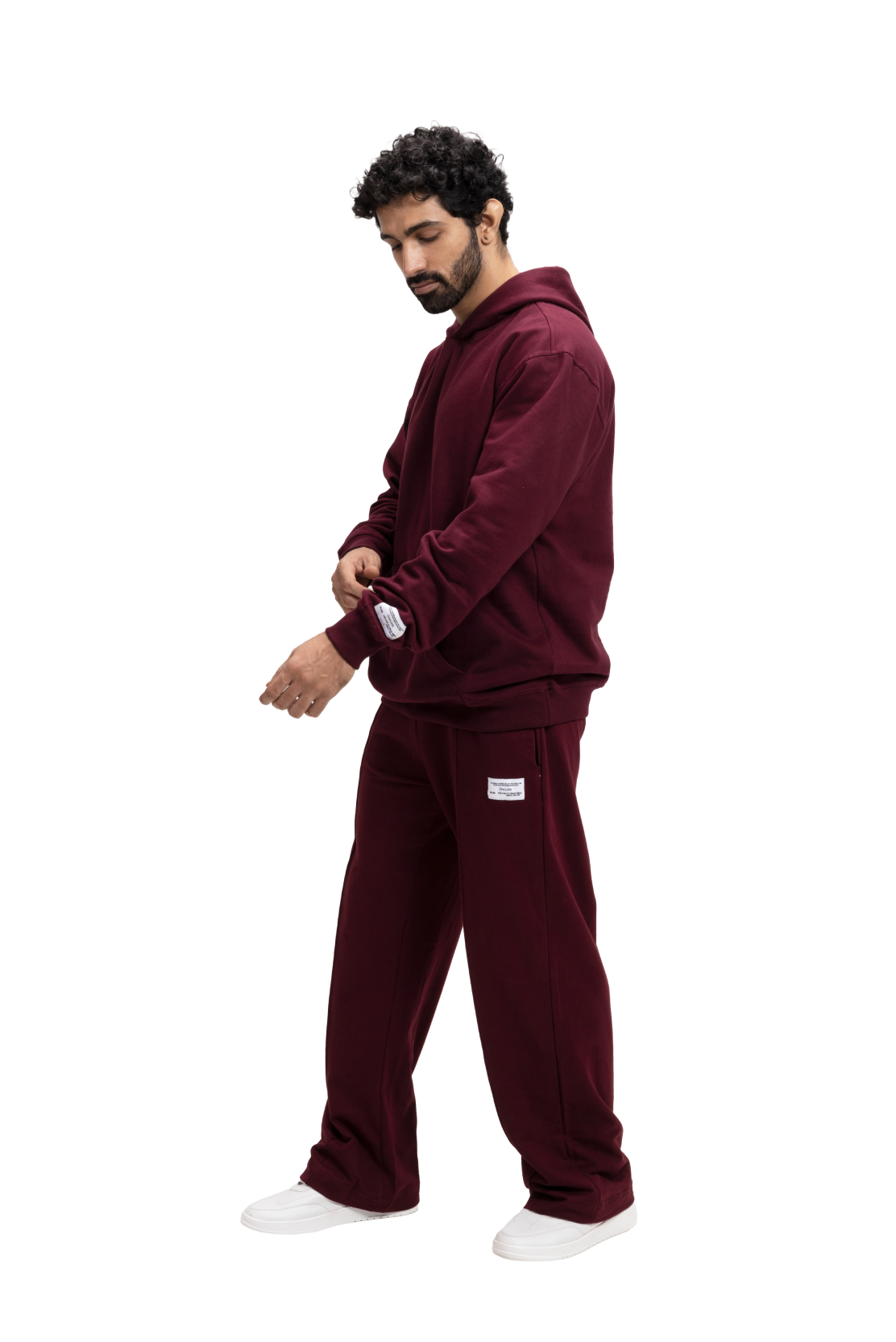 Organic Cotton Cuffed Sweatpants - CHERRY