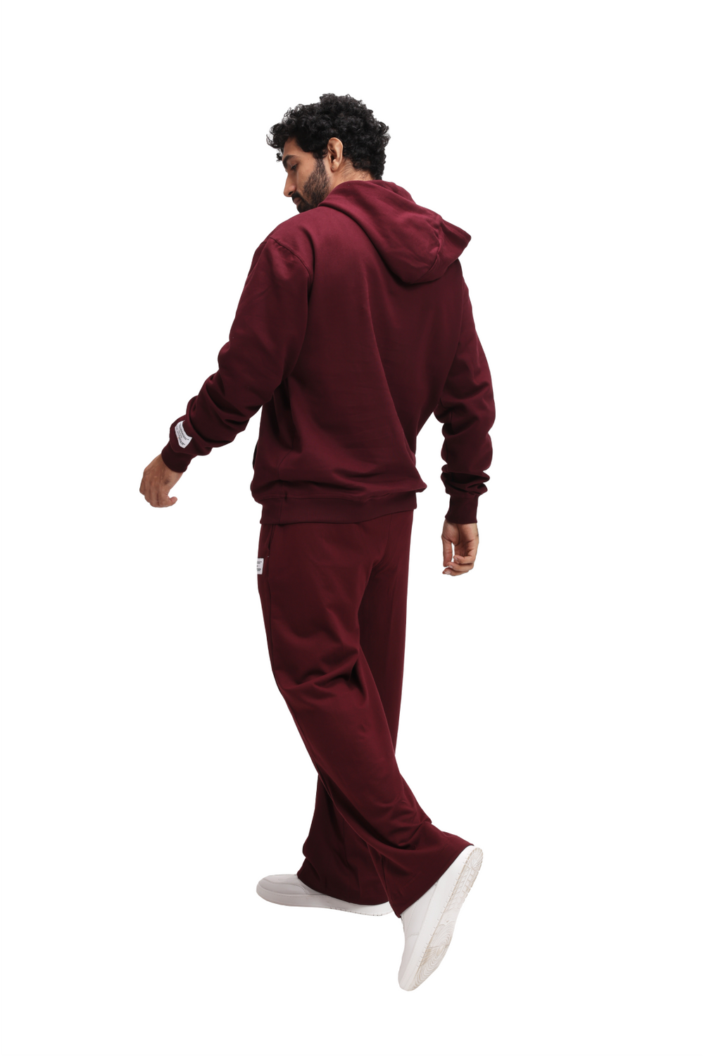 Organic Cotton Cuffed Sweatpants - CHERRY thumbnail 3