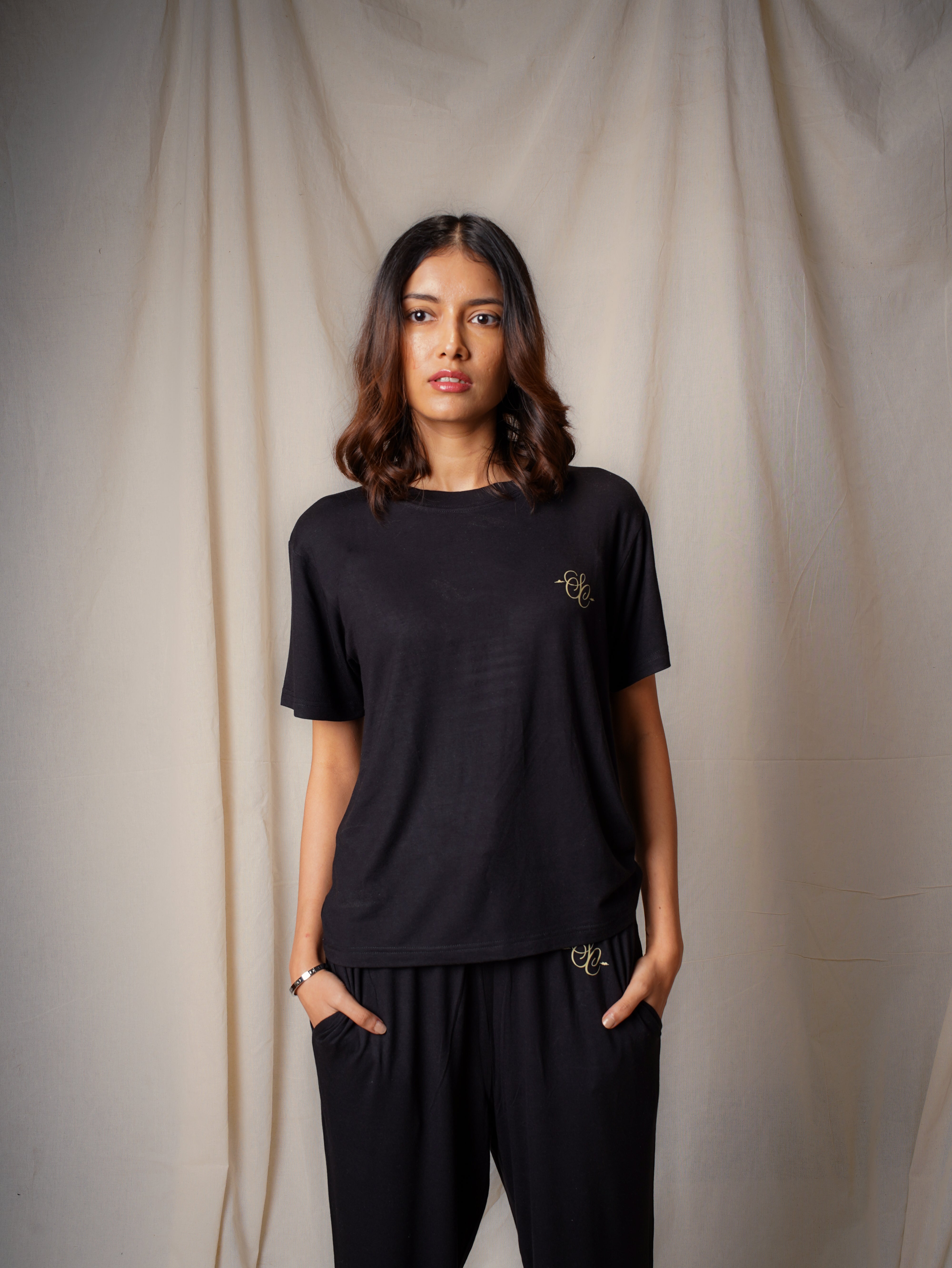 Women’s TENCEL™ Modal T Shirt & Pyjama Sleepwear Set - Midnight Drift