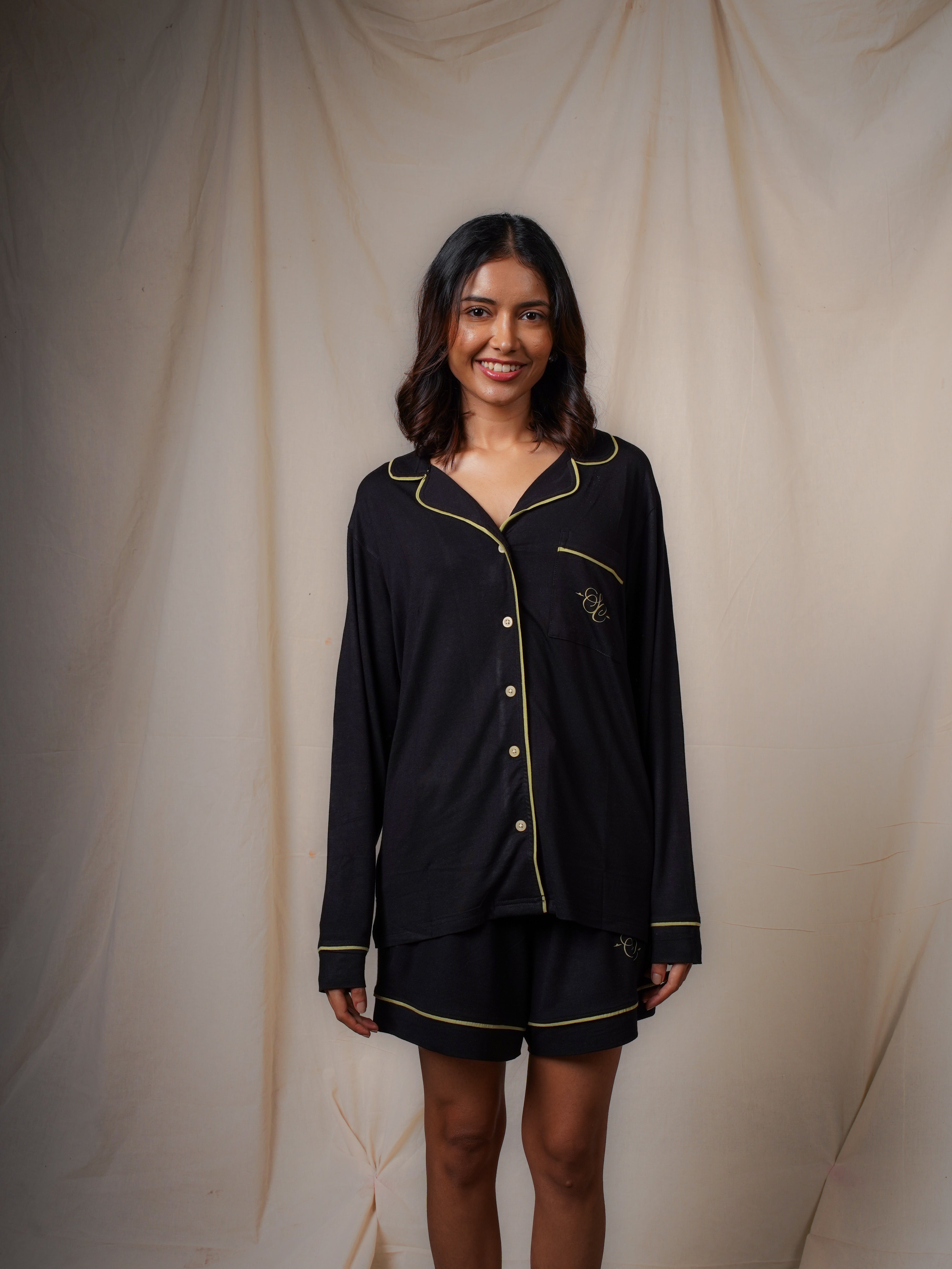 Women’s TENCEL™ Modal Long Sleeve & Shorts Sleepwear Set - Midnight Drift