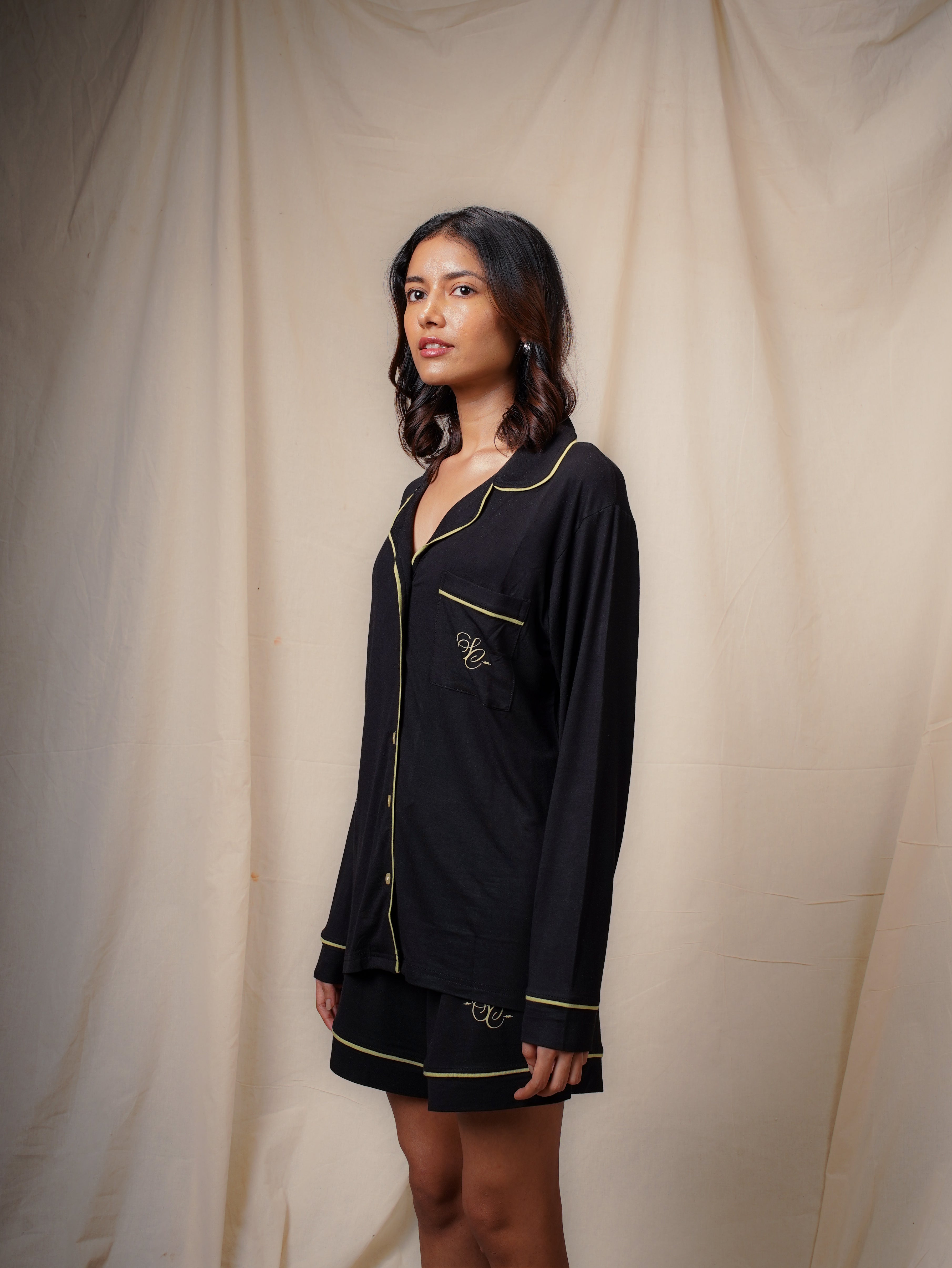 Women’s TENCEL™ Modal Long Sleeve & Shorts Sleepwear Set - Midnight Drift