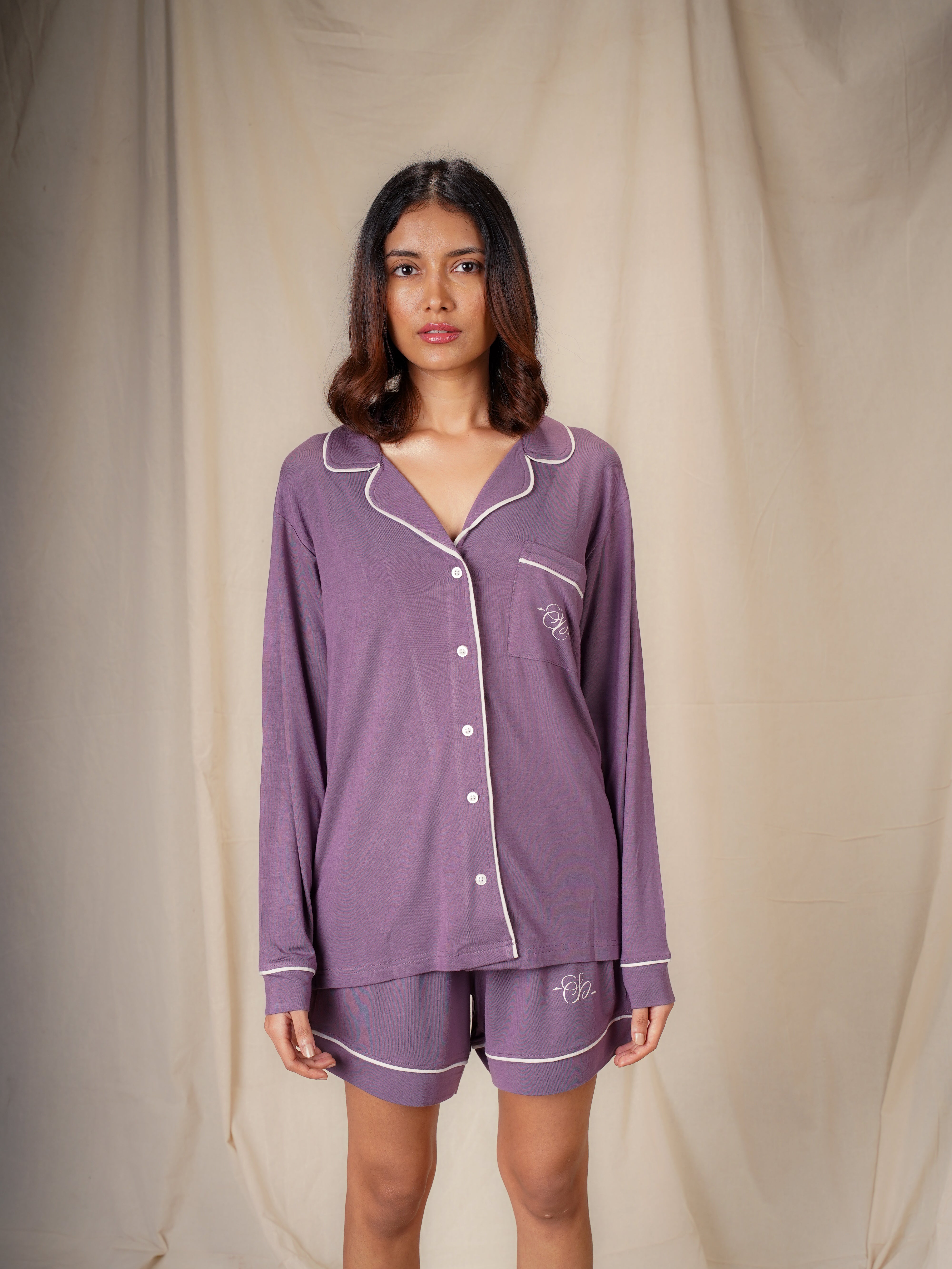 Women’s TENCEL™ Modal Long Sleeve & Shorts Sleepwear Set - Evening Muse