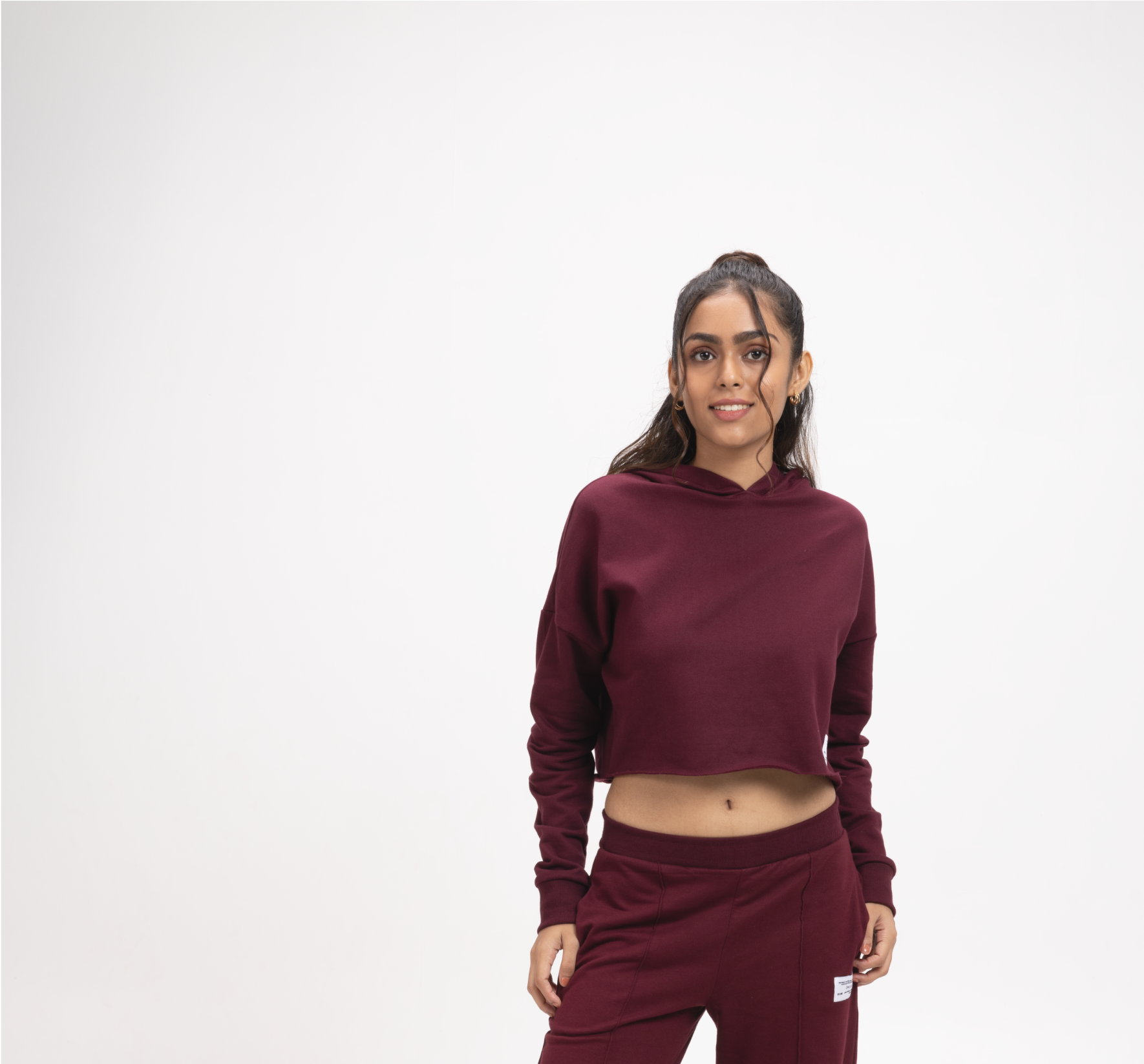 Organic Cotton Cropped Hoodie Unisex - CHERRY