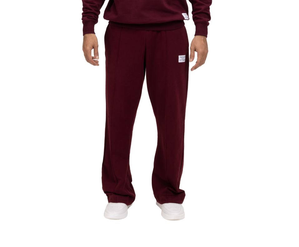 Organic Cotton Straight Sweatpants - CHERRY