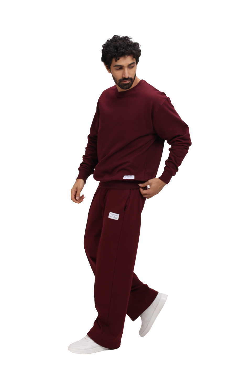 Organic Cotton Straight Sweatpants - CHERRY